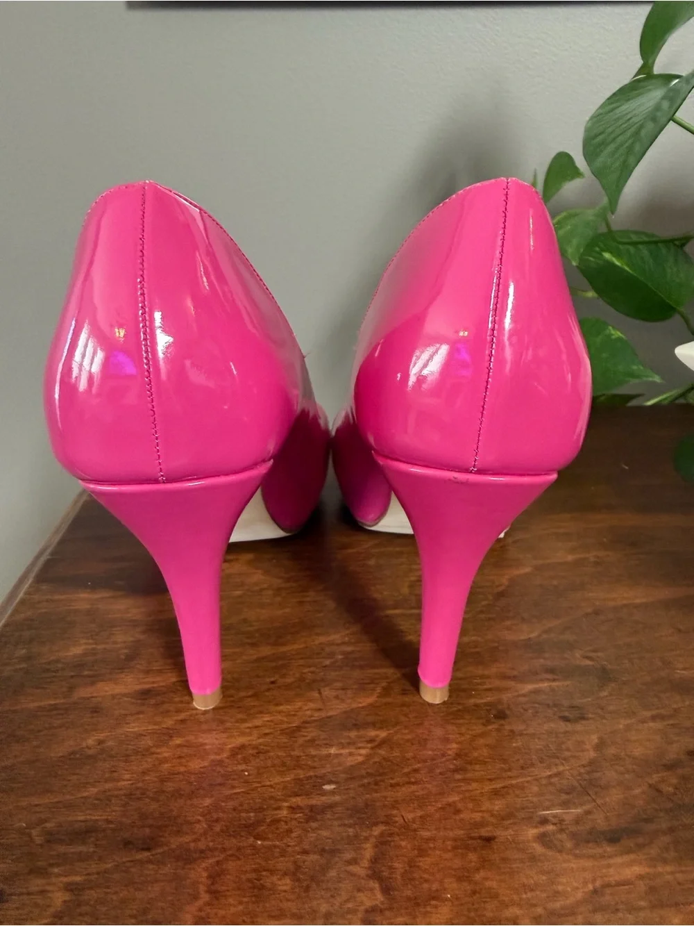 Madden Girl Hot Pink Patent Peep-Toe Heels. Size 8
